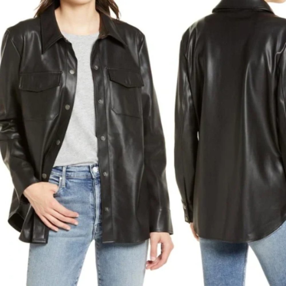 BB Dakota By Steve Madden Faux Leather Shirt Jacket - Size S